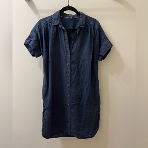 J. Crew Baird McNutt Irish Linen Navy Shirt Dress
